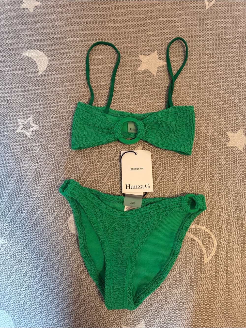 Hunza G Misty Bikini Set in Emerald Green with Ring Detail